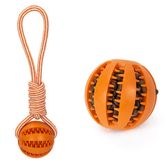 Dog Interactive Rubber Treat Balls with Rope