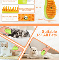 3 In 1 Dog & Cat Electric Steam Brush Sprayer