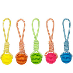 Dog Interactive Rubber Treat Balls with Rope